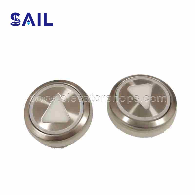 KONE Elevator Stainless Steel Round Button 863223H03 AUDBUT_UP/853343H02 AUDBUT (G01-G06), Red Light