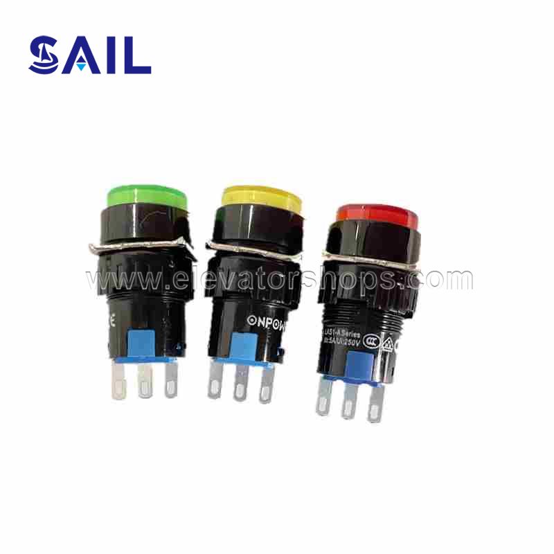 LAS1-A Series Red Wave ONPOW Opelon Elevator Plastic Round Button Switch Opening 16mm Red Green Yellow