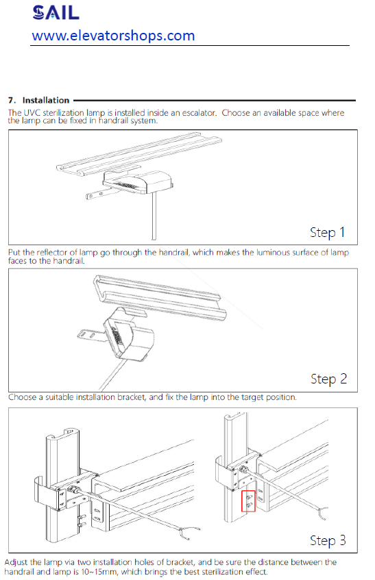 Hitachi Escalator UVC LED UV-C Sterilization Lamp with CE